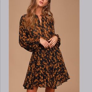 Lulus Sashay Dress, Black Floral Print